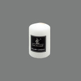 White Pillar Candle(5*7.5CM) – compact, unscented, low-smoke candle for home and spa use.